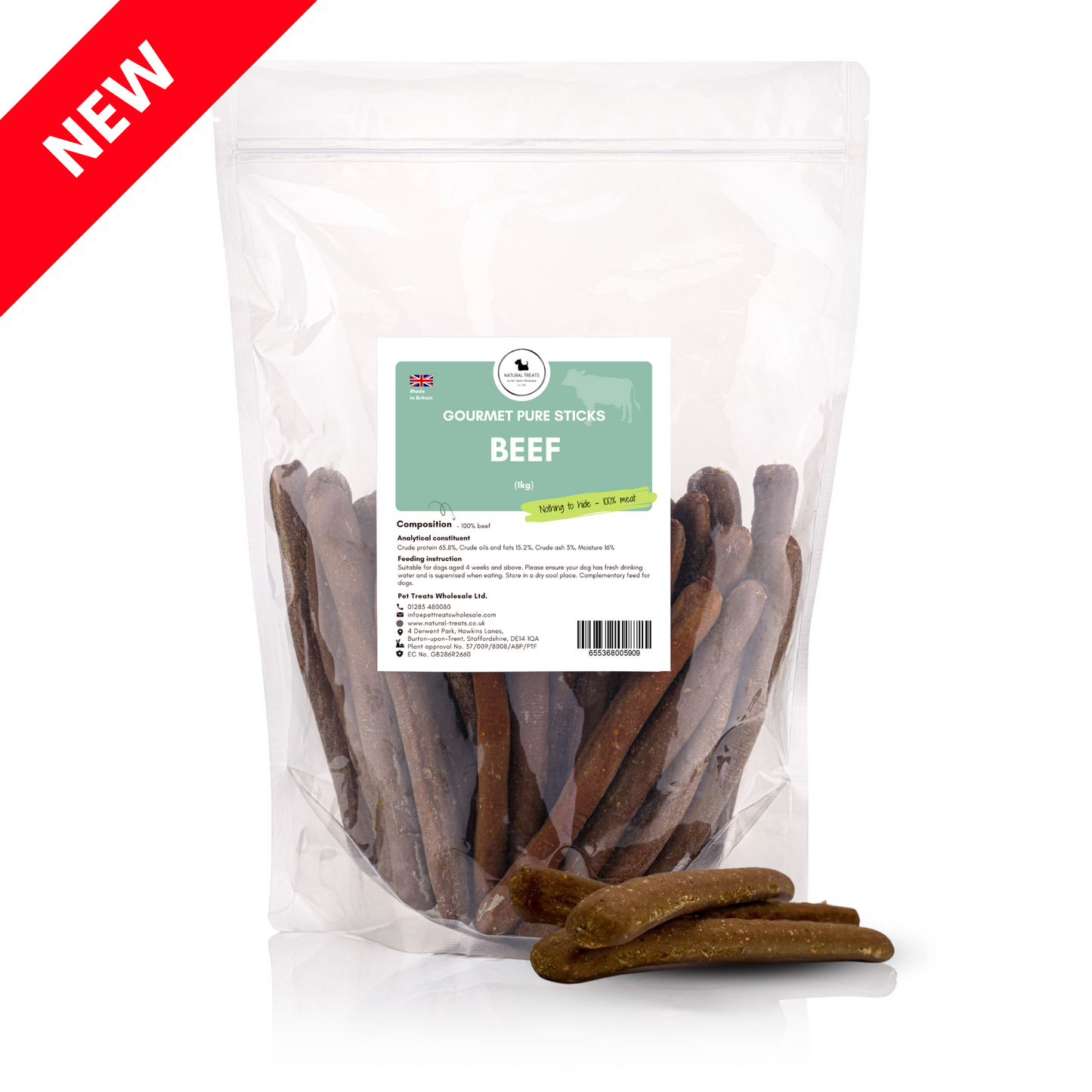 Gourmet Pure Single Protein Beef Sticks.